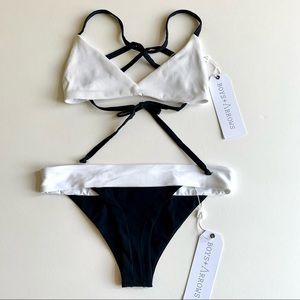 BOYS + ARROW Black & White “Contradiction” Bikini Set w/ XS Top & SMALL Bottoms